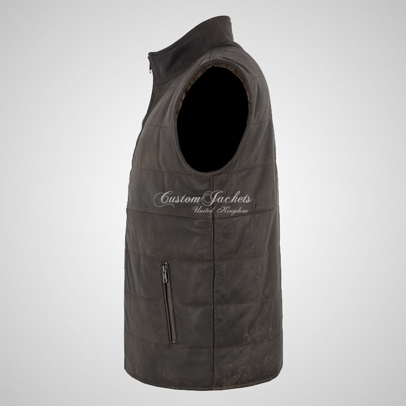 GIL Leather Padded Gilet for Mens