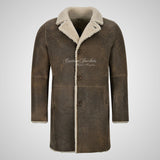 NORILSK Mens Shearling Coat Brown Sheepskin Fur Coat