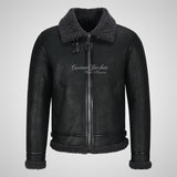 UMEA Men's Sheepskin Flying Jacket B3 Grey Curly Fur Shearling Jacket