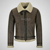 UMEA Men's Sheepskin Flying Jacket Vintage B3 Curly Fur Shearling Jacket