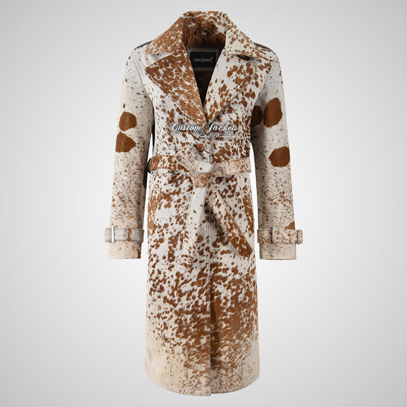 ZOIE Women’s Hair-On-Cowhide Leather Trench Coat