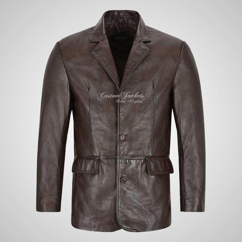 CORBIN Two Button Leather Blazer For Men