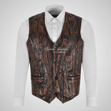 YORK Men's Wrinkle Effect Leather Waistcoat Soft Waxed Leather Vest