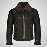 UMEA Men's Sheepskin Flying Jacket B3 Curly Fur Shearling Jacket