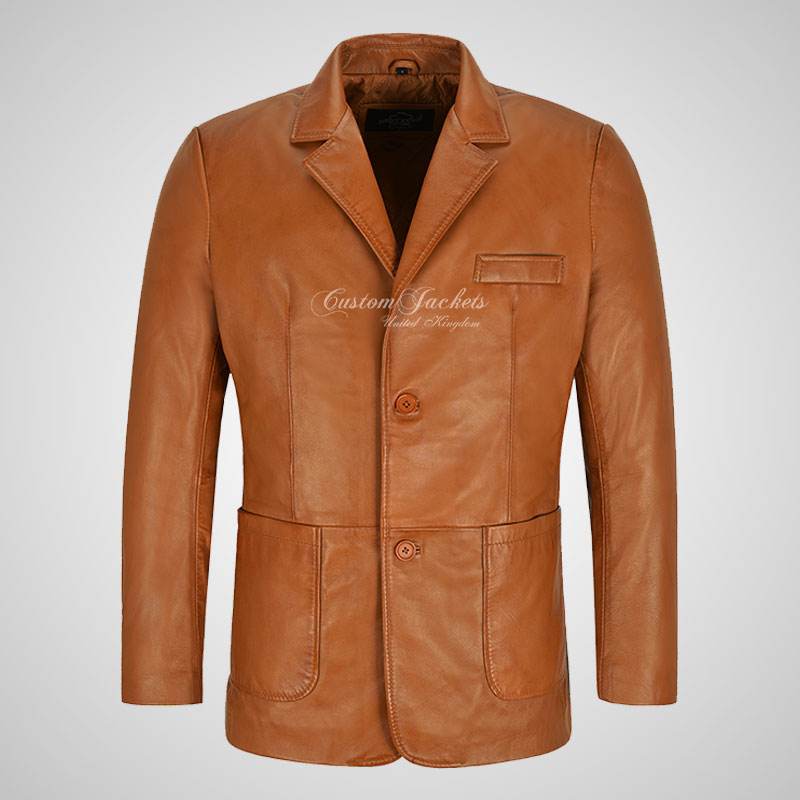 VENICE Mens Leather Blazer Soft Leather Sports Jacket