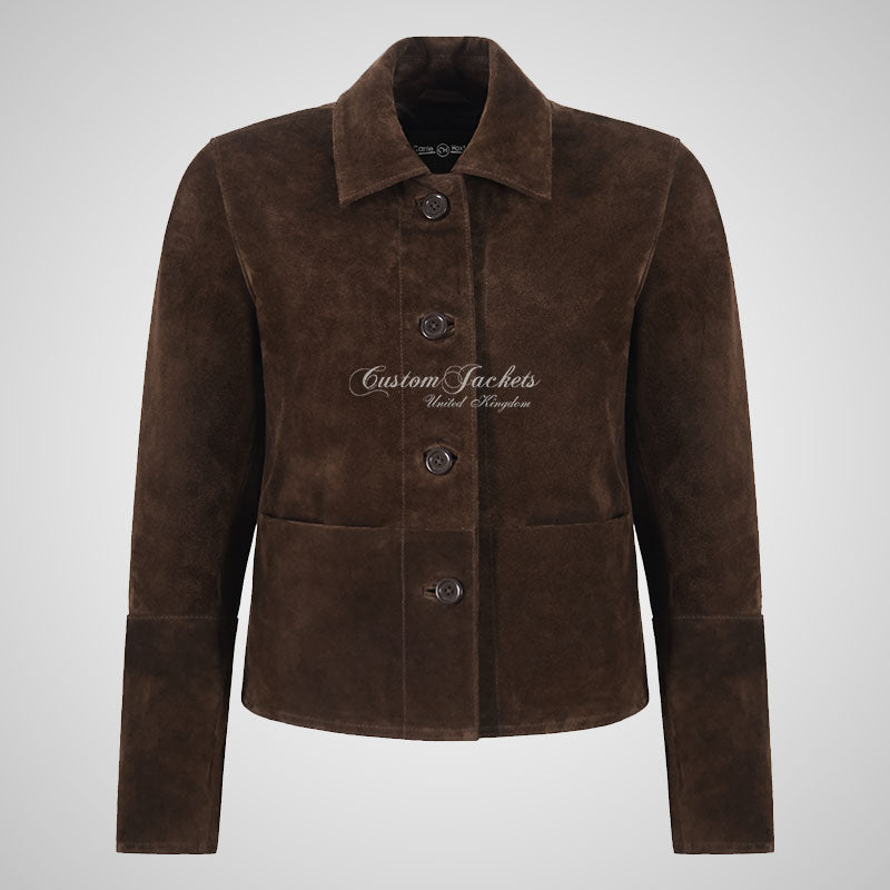 HOPE Women’s Brown Suede Collared Jacket