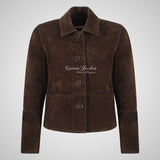 HOPE Women’s Brown Suede Collared Jacket