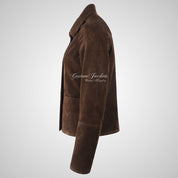 HOPE Women’s Brown Suede Collared Jacket