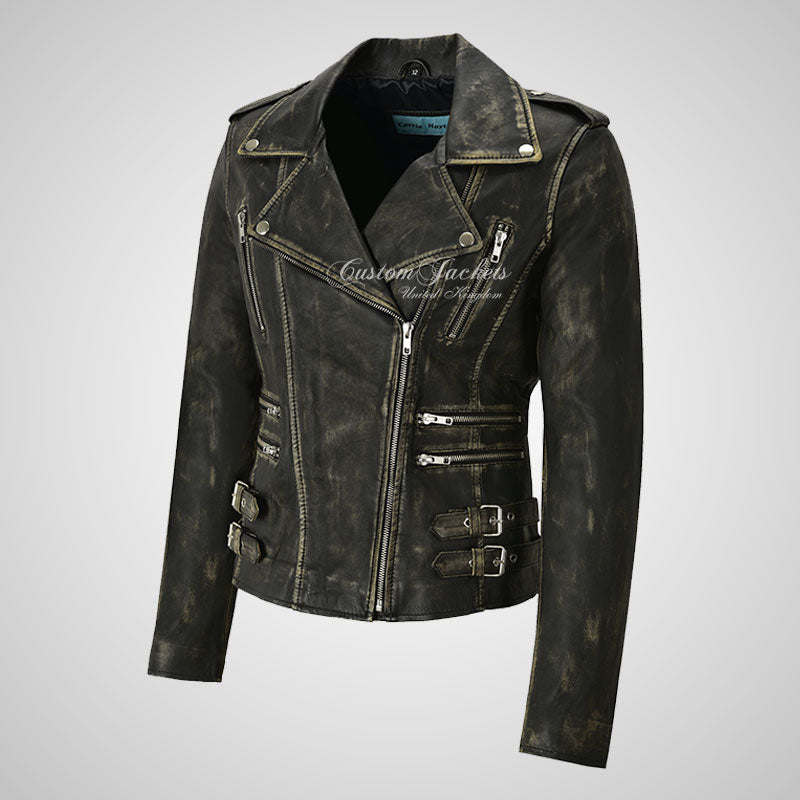 CATWALK Ladies Leather Biker Jacket Soft Lambskin Leather