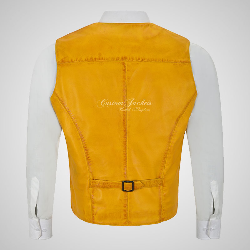 YORK Men's Leather Waistcoat Soft Leather Vest