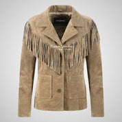JOURNI Women’s Western Boho Suede Fringes Jacket