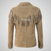 JOURNI Women’s Western Boho Suede Fringes Jacket