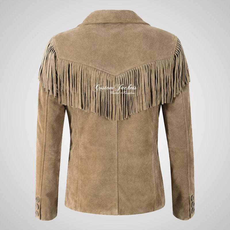 JOURNI Women’s Western Boho Suede Fringes Jacket