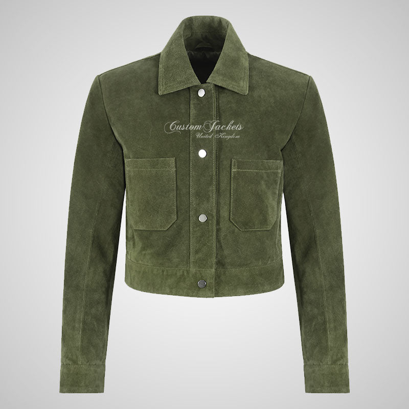 ESME Women’s Suede Cropped Trucker Jacket