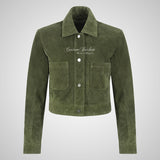 ESME Women’s Suede Cropped Trucker Jacket