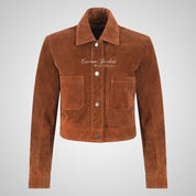 ESME Women’s Suede Cropped Trucker Jacket