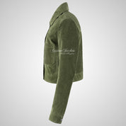 ESME Women’s Suede Cropped Trucker Jacket