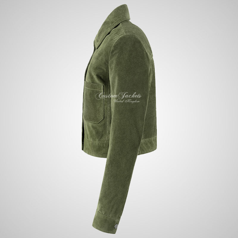 ESME Women’s Suede Cropped Trucker Jacket