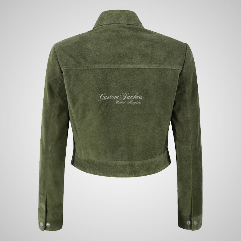 ESME Women’s Suede Cropped Trucker Jacket