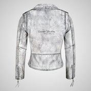 BRANDO Ladies Leather Biker Jacket in Zebra Print