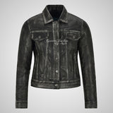 CHLOE Women's TRUCKER Style Leather Jacket Leather Shacket