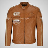 Mens Leather Biker Jacket SIZMA Motorcycle Leather Jacket