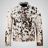 WEST Men's Hair on Hide Leather Trucker Jacket