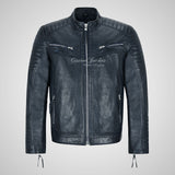 URIAH Mens Leather Biker Jacket Soft Lamb Napa Leather