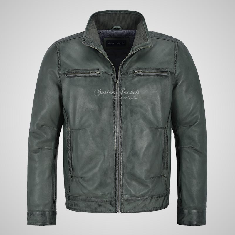 RHYS Men's Luxury Leather Jacket Leather Blouson Jacket