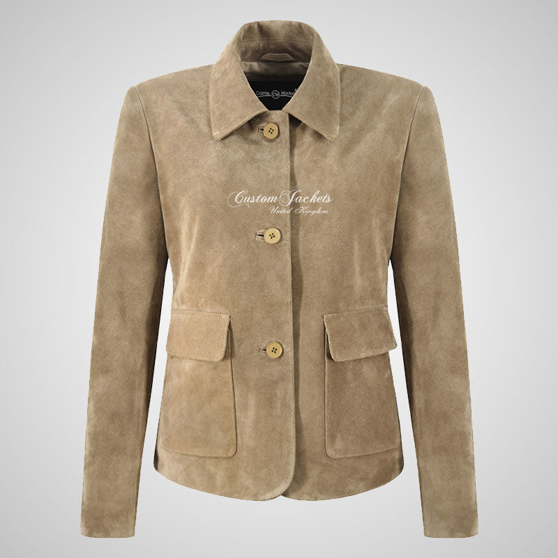 FELICITY Button Down Suede Jacket for Women