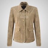 FELICITY Button Down Suede Jacket for Women