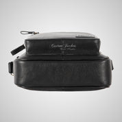 Men's Black Leather Reporter Bag Crossbody Shoulder Travel Bag