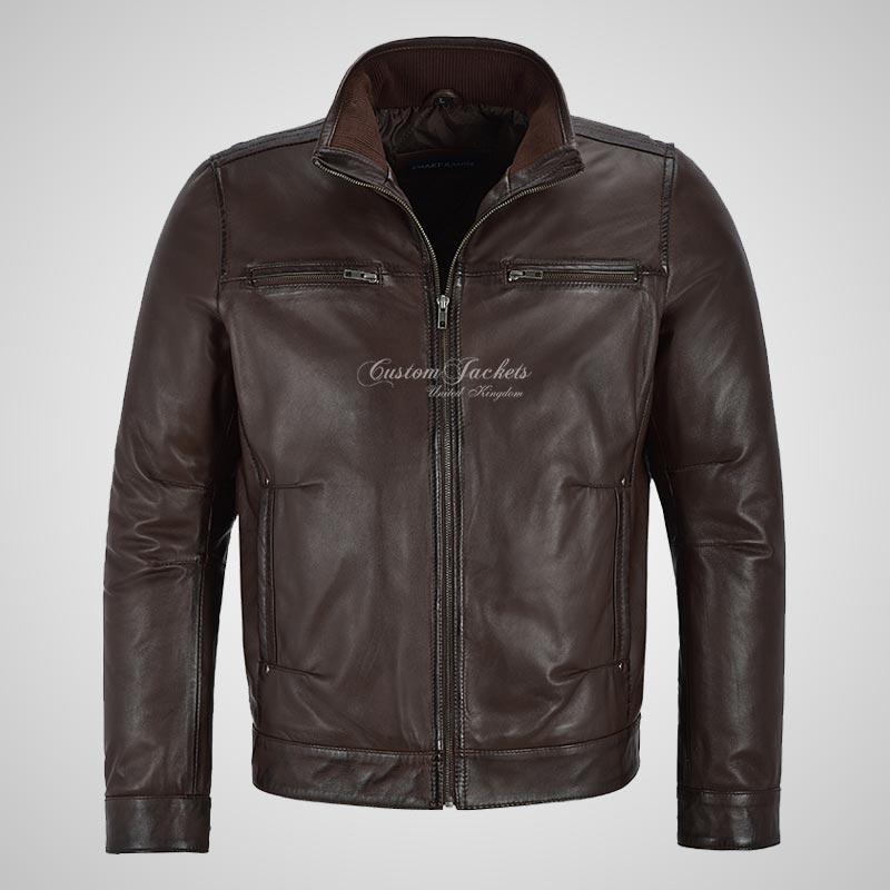 RHYS Men's Luxury Leather Jacket Leather Blouson Jacket