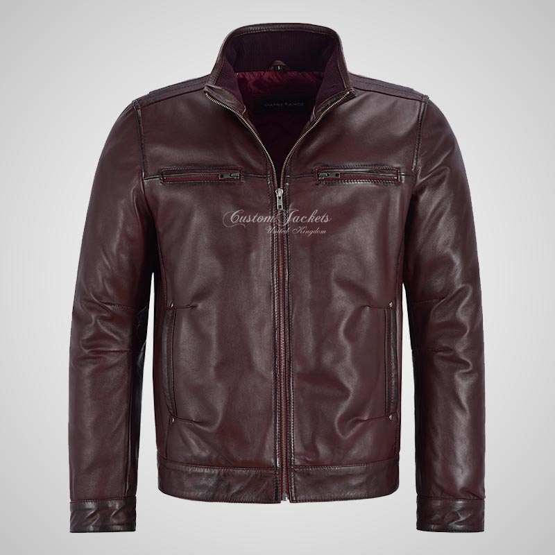 RHYS Men's Luxury Leather Jacket Leather Blouson Jacket