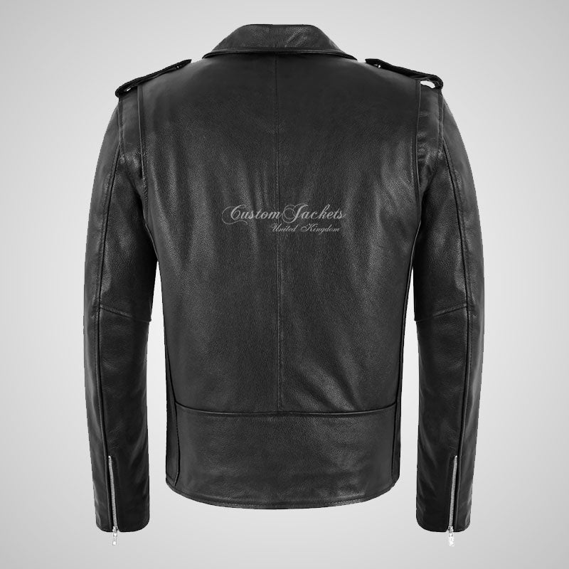 ASHER Black Leather Biker Jacket Thick Cow Leather