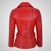 MOLLY Women Belted Biker Leather Jacket Lambskin Leather