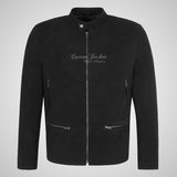 ALFERD Racer Men's Biker Style Suede Jacket Black Goat Suede