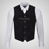 AUTOGRAPH Black Designer Rusty Suede Leather Waistcoat for Mens