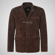 MONTY Men's Button Down Suede Boxy Fit Blazer Coat