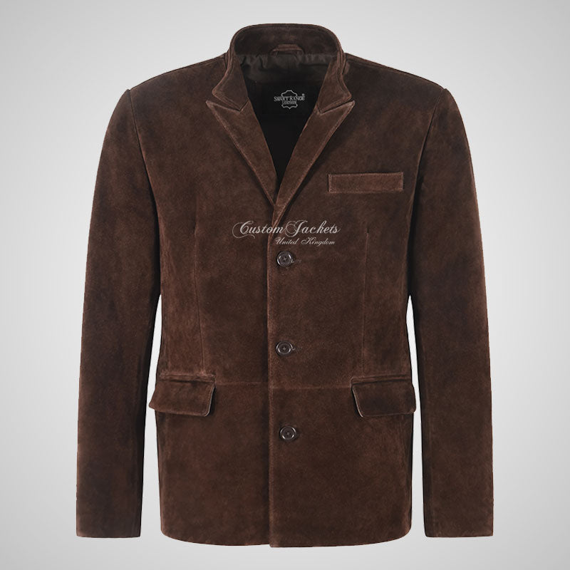 MONTY Men's Button Down Suede Boxy Fit Blazer Coat