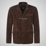 MONTY Men's Button Down Suede Boxy Fit Blazer Coat