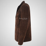MONTY Men's Button Down Suede Boxy Fit Blazer Coat