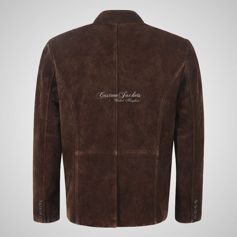 MONTY Men's Button Down Suede Boxy Fit Blazer Coat
