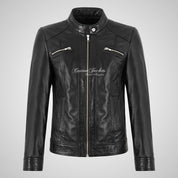 ILA Women’s Black Leather Racer Jacket