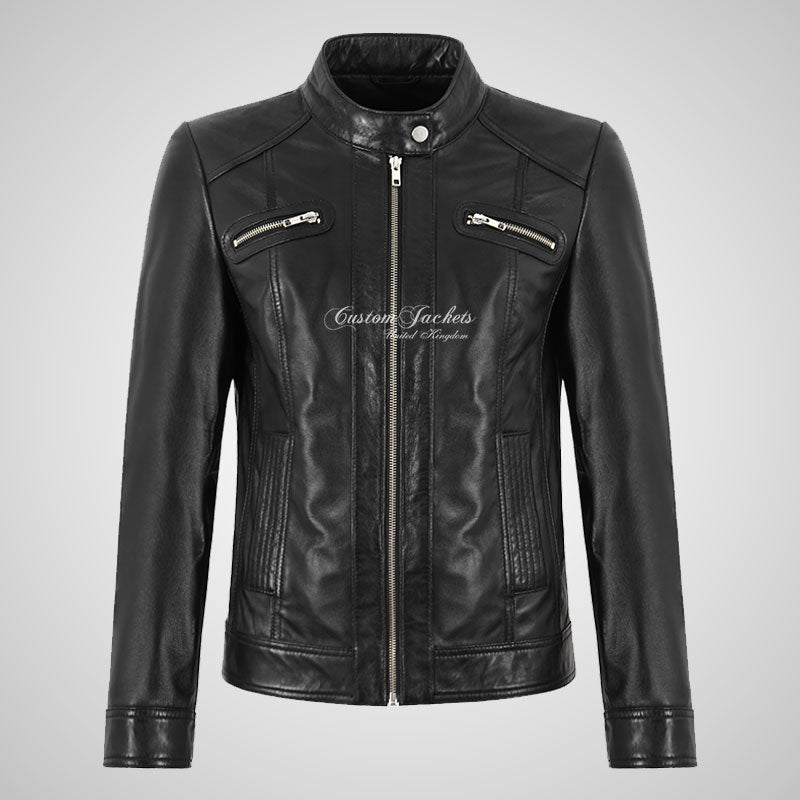 ILA Women’s Black Leather Racer Jacket