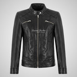 ILA Women’s Black Leather Racer Jacket
