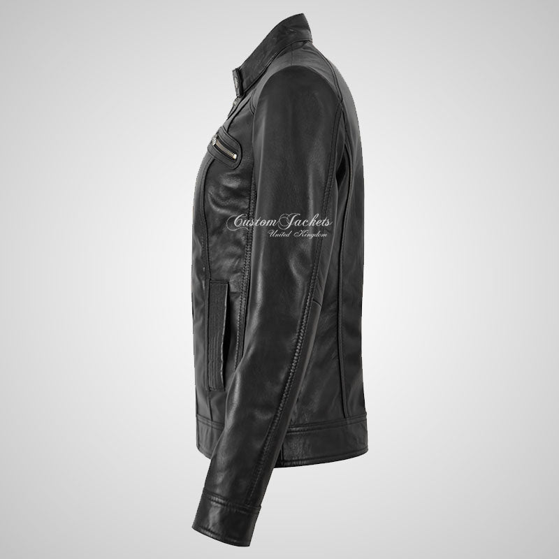 ILA Women’s Black Leather Racer Jacket