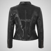 TINA Women’s Fitted Leather Collared Jacket