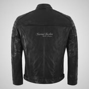 MOSHE Men’s Black Leather Racer Style Jacket