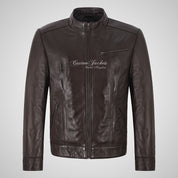 FERGUS Men’s Brown Leather Racer Jacket